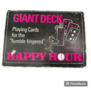 GIANT DECK HAPPY HOUR Plasticized playing cards VTG Large Print